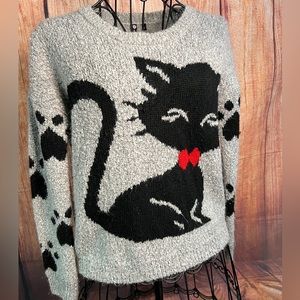 Poof Super fuzzy adorable oversized cat sweater S.